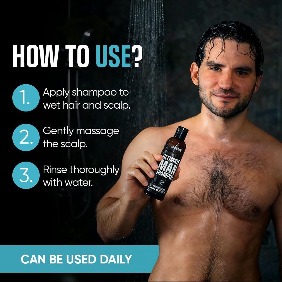 Moerie Ultimate Men Hair Growth Shampoo – Haarausfall Lösung für Männer mit Biotin und Rosmarin, Verdickendes Shampoo für dünner werdendes Haar – Ultimativer Boost für alle Haartypen