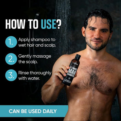 Moerie Ultimate Men Hair Growth Shampoo – Haarausfall Lösung für Männer mit Biotin und Rosmarin, Verdickendes Shampoo für dünner werdendes Haar – Ultimativer Boost für alle Haartypen