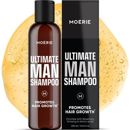 Moerie Ultimate Men Hair Growth Shampoo – Haarausfall Lösung für Männer mit Biotin und Rosmarin, Verdickendes Shampoo für dünner werdendes Haar – Ultimativer Boost für alle Haartypen