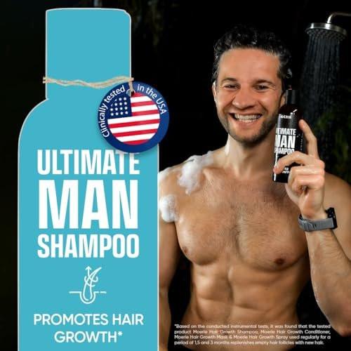 Moerie Ultimate Men Hair Growth Shampoo – Haarausfall Lösung für Männer mit Biotin und Rosmarin, Verdickendes Shampoo für dünner werdendes Haar – Ultimativer Boost für alle Haartypen
