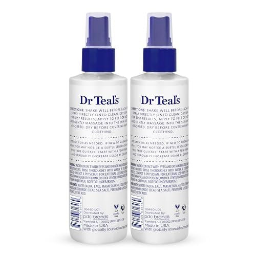Dr Teal's Topisches Magnesiumspray mit natürlichem Totes Meer Salz, Duftfrei, 8 fl oz (2er-Pack)