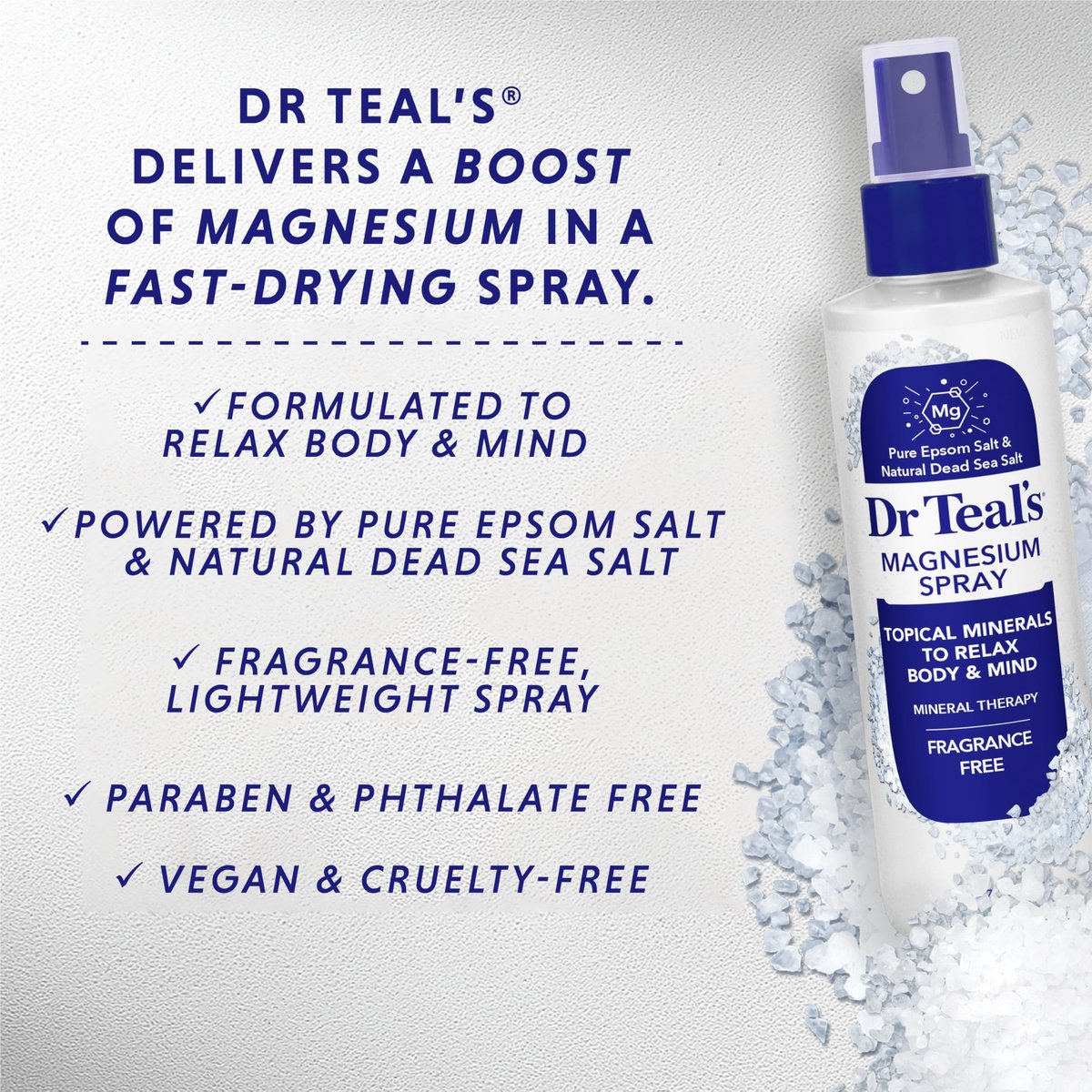 Dr Teal's Topisches Magnesiumspray mit natürlichem Totes Meer Salz, Duftfrei, 8 fl oz (2er-Pack)
