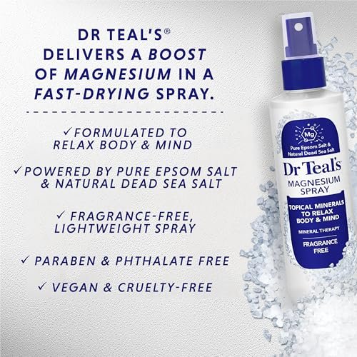 Dr Teal's Topisches Magnesiumspray mit natürlichem Totes Meer Salz, Duftfrei, 8 fl oz (2er-Pack)