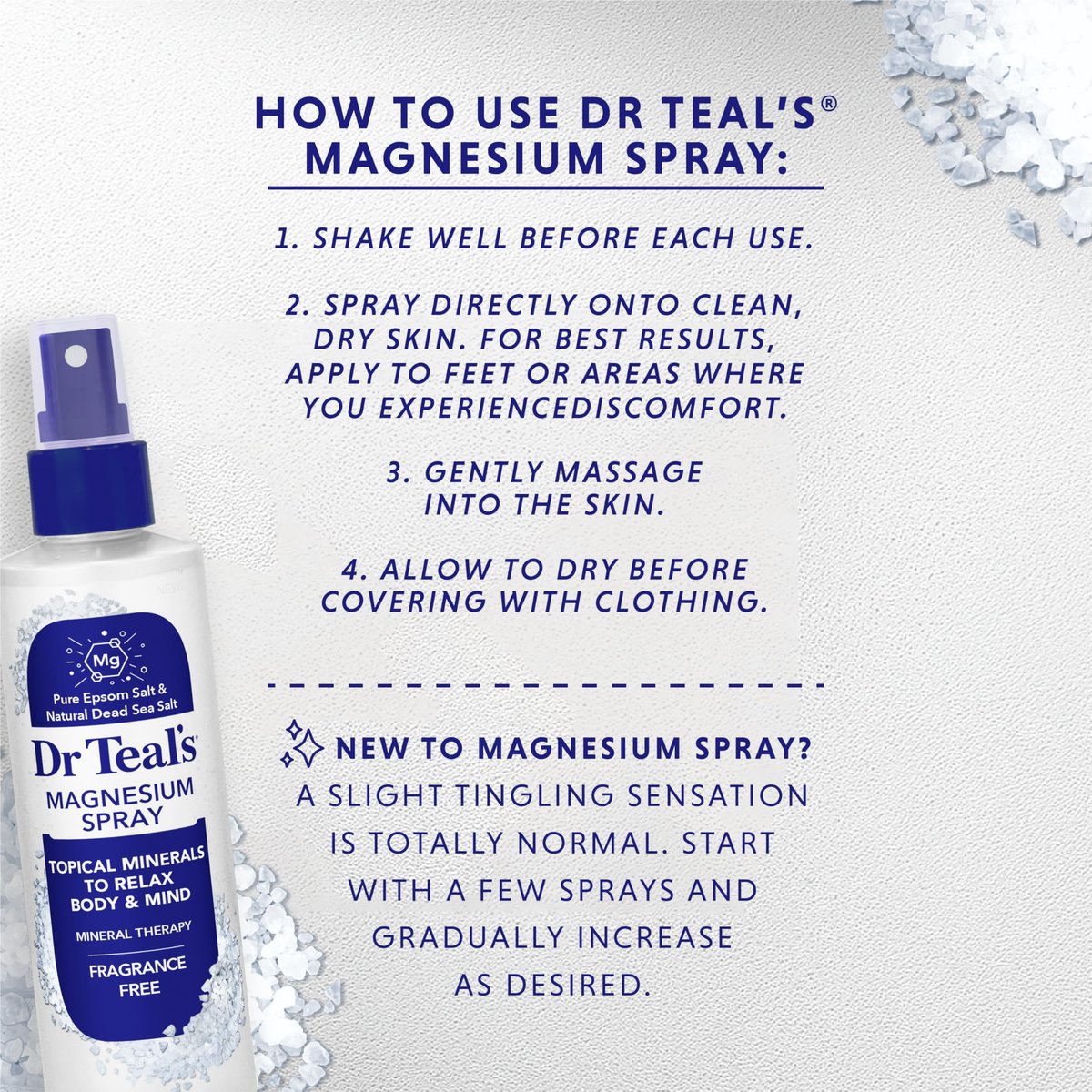 Dr Teal's Topisches Magnesiumspray mit natürlichem Totes Meer Salz, Duftfrei, 8 fl oz (2er-Pack)