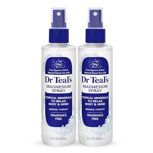 Dr Teal's Topisches Magnesiumspray mit natürlichem Totes Meer Salz, Duftfrei, 8 fl oz (2er-Pack)
