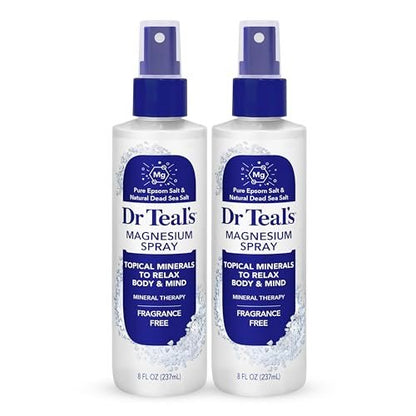 Dr Teal's Topisches Magnesiumspray mit natürlichem Totes Meer Salz, Duftfrei, 8 fl oz (2er-Pack)