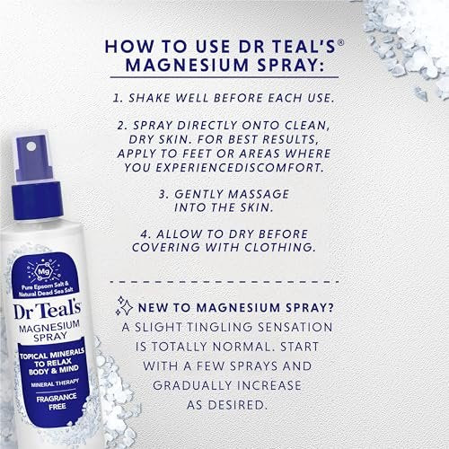 Dr Teal's Topisches Magnesiumspray mit natürlichem Totes Meer Salz, Duftfrei, 8 fl oz (2er-Pack)