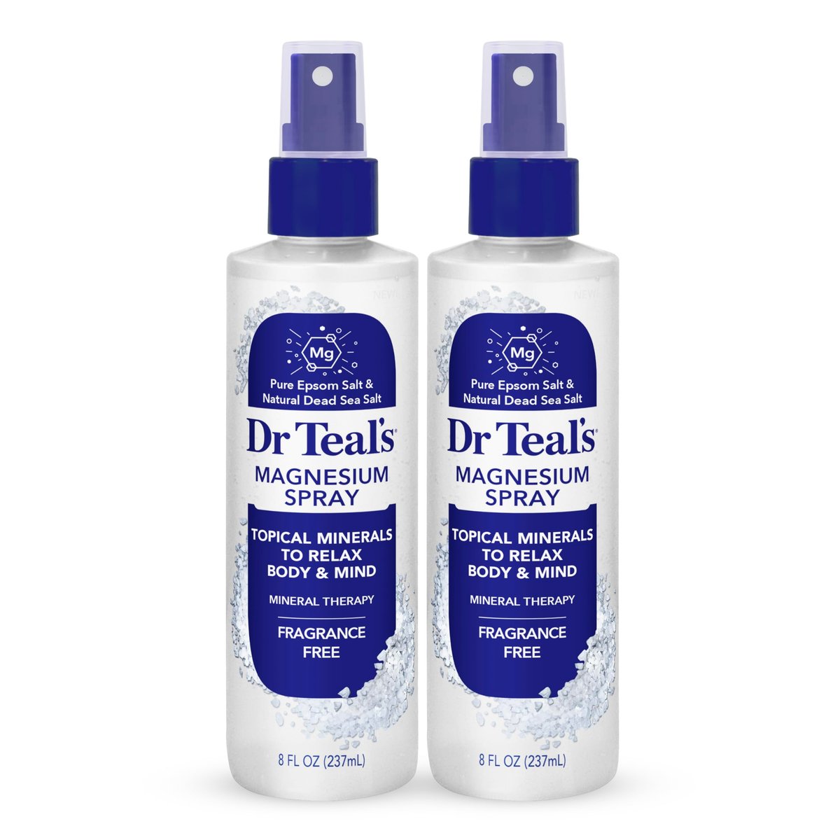 Dr Teal's Topisches Magnesiumspray mit natürlichem Totes Meer Salz, Duftfrei, 8 fl oz (2er-Pack)
