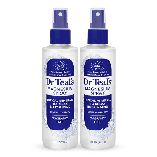 Dr Teal's Topisches Magnesiumspray mit natürlichem Totes Meer Salz, Duftfrei, 8 fl oz (2er-Pack)