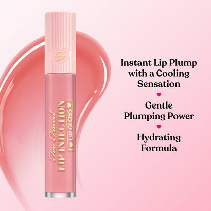 Too Faced Lip Injection Lip Gloss Cooling Instant Lip Plumper | Erzeugt sichtbares Volumen, Hydratation & Glanz | In hochglänzenden und schimmernden Farbtönen, Everything's Peachy, 0,2 Fl Oz