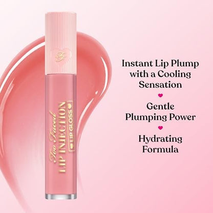 Too Faced Lip Injection Lip Gloss Cooling Instant Lip Plumper | Erzeugt sichtbares Volumen, Hydratation & Glanz | In hochglänzenden und schimmernden Farbtönen, Everything's Peachy, 0,2 Fl Oz