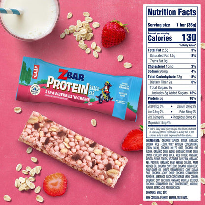 Zbar Protein Strawberries 'N Creme Crispy Snack Bars – Proteinreicher Snack für Kinder und Erwachsene