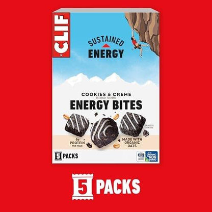CLIF BAR Energy Bites - Cookies & Creme - Mit Bio-Hafer und 6g pflanzlichem Protein - Non-GMO (5er Pack)
