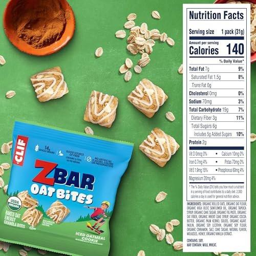 Zbar Oat Bites – Iced Oatmeal Cookie – Bio Energiekugeln für Kinder – 14g Vollkorn – 6 Snack Packs