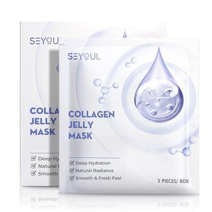 SEYOUL Collagen Jelly Mask – Mit 83% hydrolysiertem Kollagen & Niacinamid | Feuchtigkeitsspendende, erfrischende Essenz für alle Hauttypen – 5 Blätter