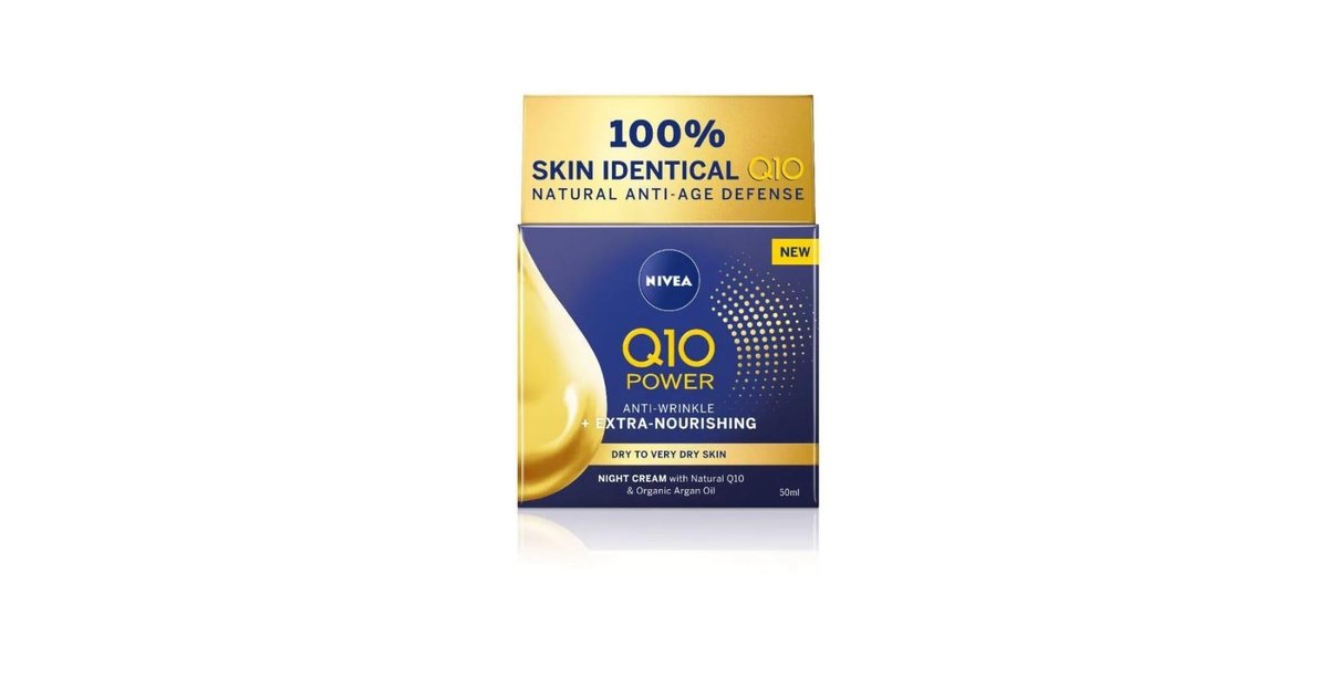 NIVEA Q10 Power Anti-Falten regenerierende Nachtcreme mit Creatin & Hyaluronsäure – Straffende, belebende Nachtfeuchtigkeitscreme für das Gesicht, 50 ml