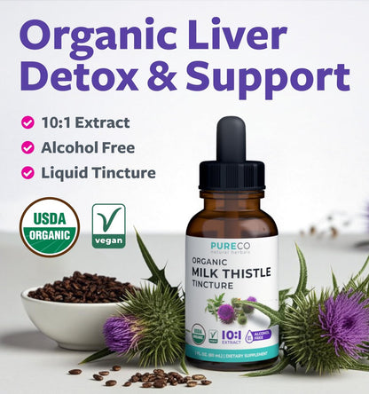 Bio Mariendistel Extrakt – Hochdosiert 10:1 Silymarin flüssig, Leberreinigung & Entgiftung – Vegan, Nicht-GVO & Alkoholfrei (30 Portionen)