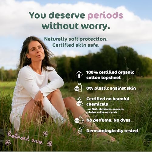 Naty Bio Normal Damenbinden ohne Flügel – 100% zertifizierte Bio-Baumwoll-Auflage, hautfreundlich, ohne Parfüm, 0% konventionelles Plastik, saugstarker Schutz, 14 Stück