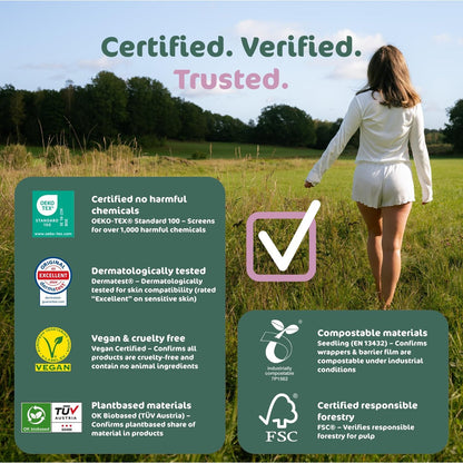 Naty Bio Normal Damenbinden ohne Flügel – 100% zertifizierte Bio-Baumwoll-Auflage, hautfreundlich, ohne Parfüm, 0% konventionelles Plastik, saugstarker Schutz, 14 Stück