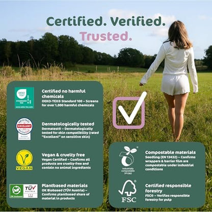 Naty Bio Normal Damenbinden ohne Flügel – 100% zertifizierte Bio-Baumwoll-Auflage, hautfreundlich, ohne Parfüm, 0% konventionelles Plastik, saugstarker Schutz, 14 Stück
