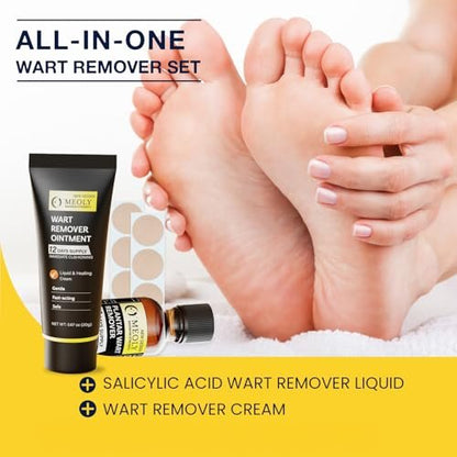 MEOLY Plantar Warzen Entferner Set: Maximale Stärke Salicylsäure Warzenpflaster mit 12 dicken Polsterpads