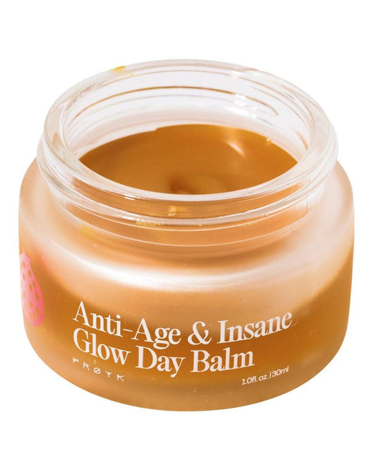 FRØYA Organics Anti-Age & Insane Glow Day Balm | Für jüngere Haut und sofortigen Glow | Hagebutte, Granatapfel, Sanddorn, Bienenwachs | Wasserfreie tägliche Feuchtigkeitspflege | 30 ml
