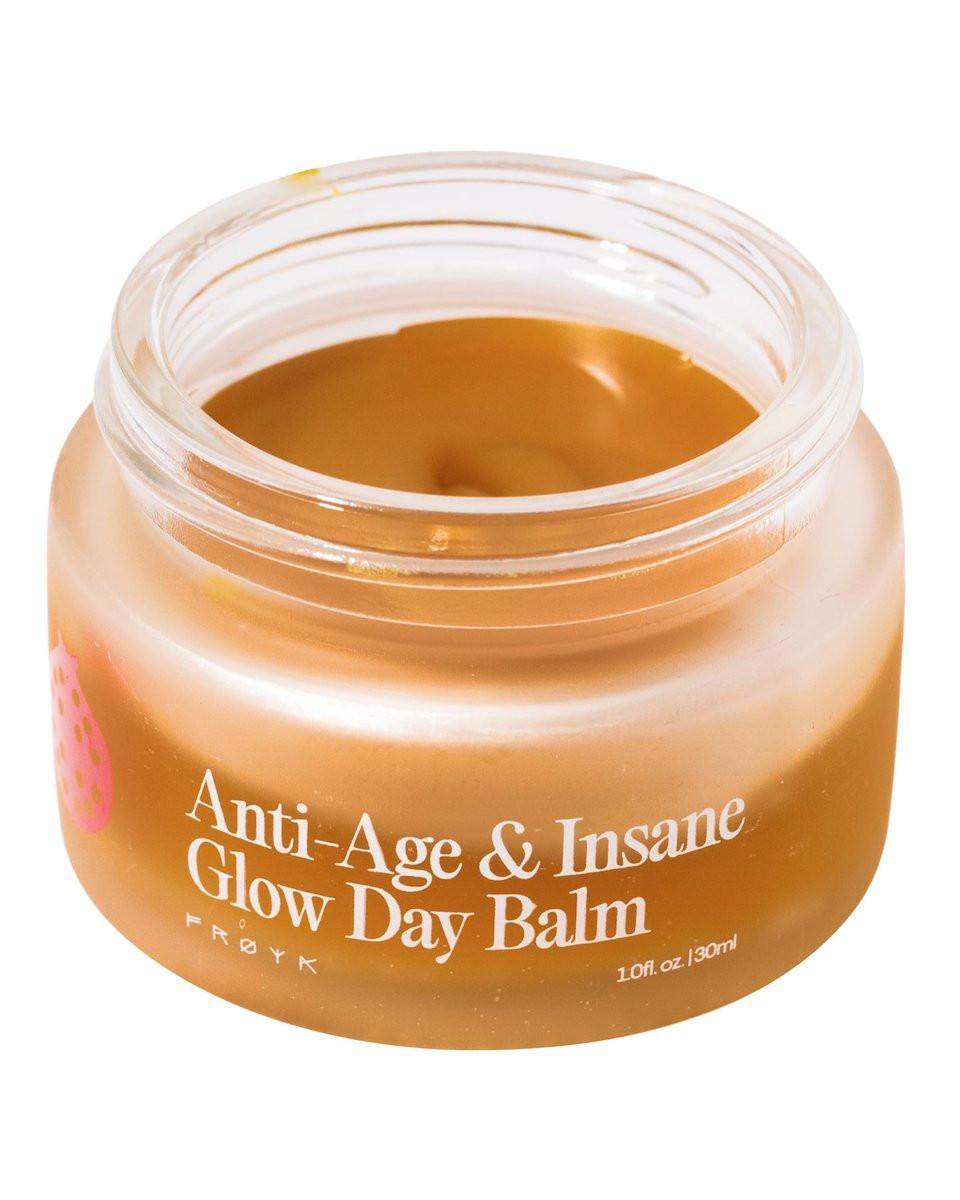 FRØYA Organics Anti-Age & Insane Glow Day Balm | Für jüngere Haut und sofortigen Glow | Hagebutte, Granatapfel, Sanddorn, Bienenwachs | Wasserfreie tägliche Feuchtigkeitspflege | 30 ml