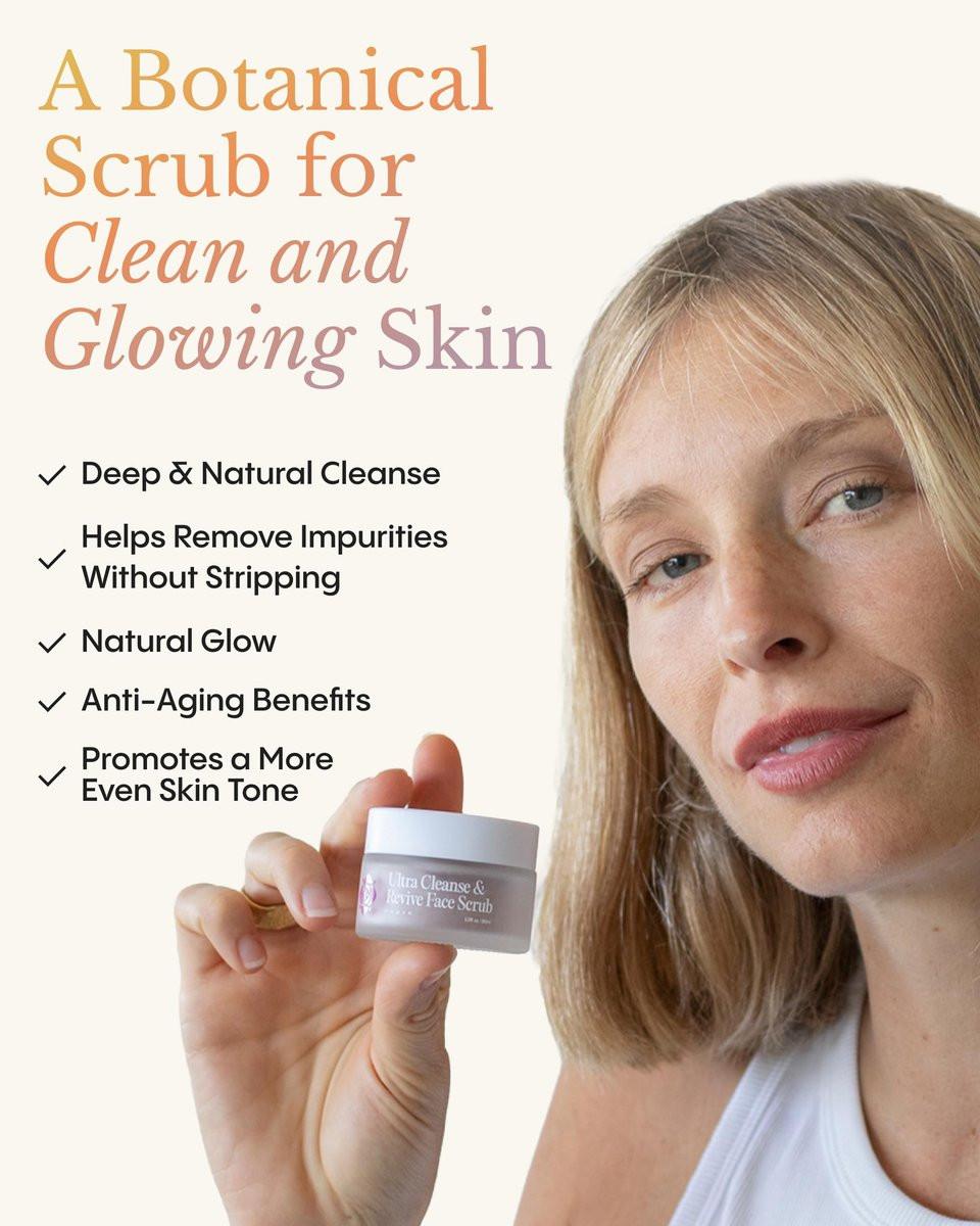 Frøya Organics Ultra Cleanse & Revive Gesichtspeeling | Sanftes Peeling mit arktischen Rosenblättern & Reispulver | Natürliche botanische Formel für glatte, strahlende Haut | 30 ml