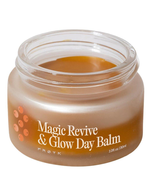 FRØYA Organics Magic Revive & Glow Day Balm – Nährende Gesichtsfeuchtigkeitscreme mit Sanddorn und Hagebutte, wasserfreie Formel für geschmeidige, gesund aussehende Haut, 30 ml
