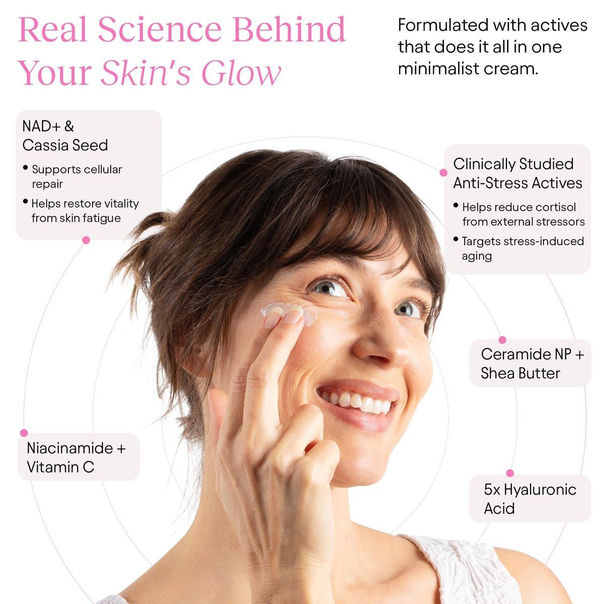 JiYu NAD+ Feuchtigkeitsspendende Gesichtscreme – Koreanische Anti-Aging-Creme für strahlende, feste & glatte Haut – Tiefenwirksame Feuchtigkeitscreme für Gesicht und Körper, alle Hauttypen – 50 ml