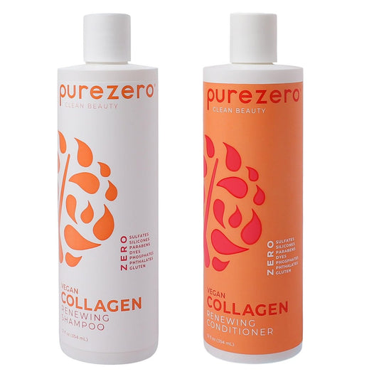 Purezero Collagen Silikonfreies Shampoo & Conditioner Set – Stärkend & Feuchtigkeitsspendend – Duo für trockenes oder geschädigtes Haar – Pflanzliches Kollagen, Sulfatfrei, Parabenfrei, Tierversuchsfrei, 2 × 355 ml