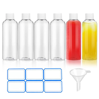 AskBed 6er-Pack 60 ml Klare Plastik-Shotflaschen mit Deckel - Kleine Flaschen für Gesundheit, Immunität, Wellness, Proben - Perfekt für Ingwersaft und Körperpflege unterwegs