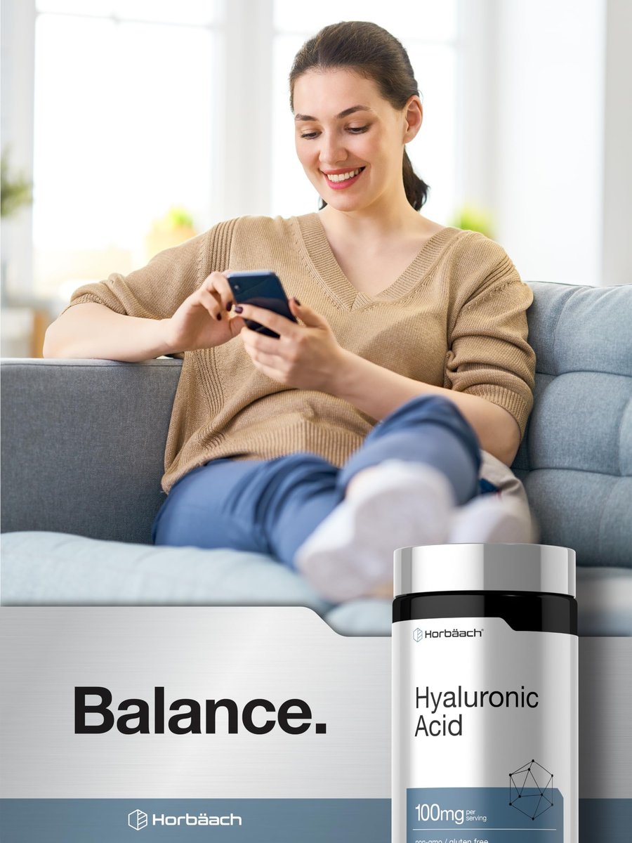 Horbäach Hyaluronsäure Kapseln | 100 mg | 120 Kapseln | Non-GMO, Glutenfrei