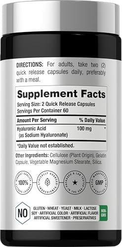 Horbäach Hyaluronsäure Kapseln | 100 mg | 120 Kapseln | Non-GMO, Glutenfrei