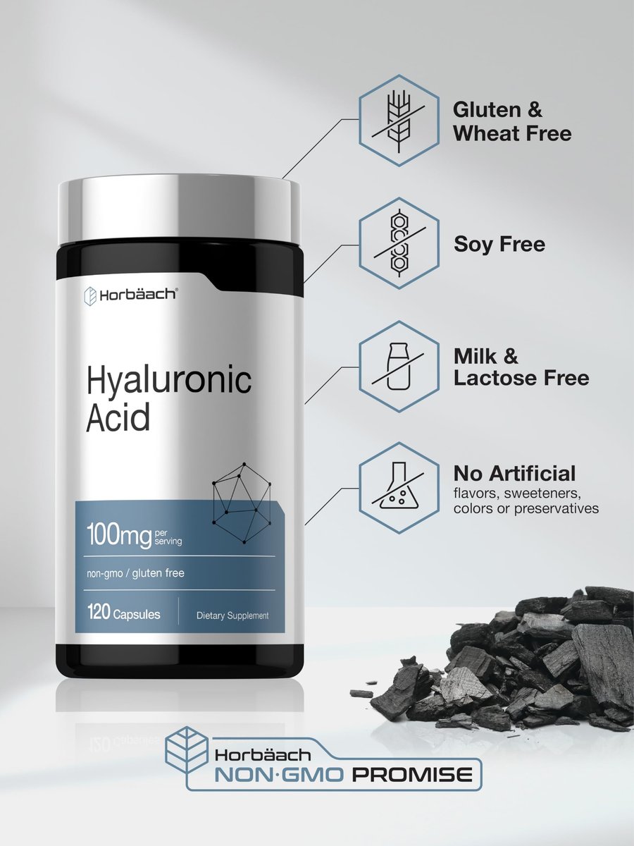 Horbäach Hyaluronsäure Kapseln | 100 mg | 120 Kapseln | Non-GMO, Glutenfrei