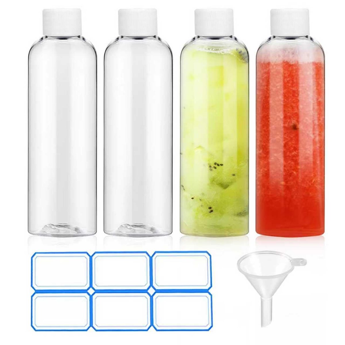 AskBed 4er-Pack 3,4 oz (100 ml) Klare Plastik-Shot-Flaschen mit Verschluss – Reiseflaschen für Gesundheit, Immunität, Wellness, Proben – Perfekt für Ingwersaft und Körperpflege unterwegs