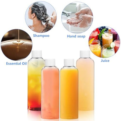 AskBed 4er-Pack 3,4 oz (100 ml) Klare Plastik-Shot-Flaschen mit Verschluss – Reiseflaschen für Gesundheit, Immunität, Wellness, Proben – Perfekt für Ingwersaft und Körperpflege unterwegs