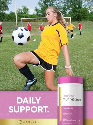 Carlyle Teen Multivitamin für Mädchen | 60 Kapseln | Einmal täglich | Leicht verdaulich mit Probiotika & Enzymen | Mit Eisen | Non-GMO, Glutenfrei