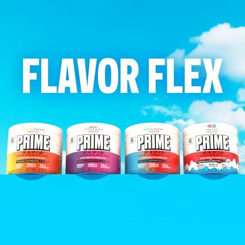 Prime Rapid Rehydration Elektrolyt-Pulver, Berry Citrus Rush, Zuckerfreies Hydrationsgetränk mit Natrium, Kalium, Magnesium & B-Vitaminen, Koffeinfrei, 6 Gallonen Behälter, 48 Portionen