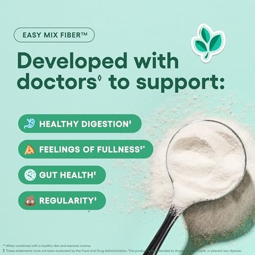 Physician's CHOICE Easy Mix Fiber für GLP-1 Unterstützung - Ohne Körnung & Zuckerfrei - Tägliches präbiotisches lösliches Ballaststoffpulver - Verdauungsgesundheit & Regelmäßigkeit - für Frauen und Männer - Ungeschmackvoll - 7,1 Unzen