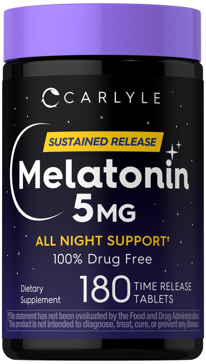 Carlyle Melatonin 5mg | 180 Tabletten mit verzögerter Freisetzung | Nahrungsergänzungsmittel für durchgehenden Schlaf | Vegan, Non-GMO, glutenfrei
