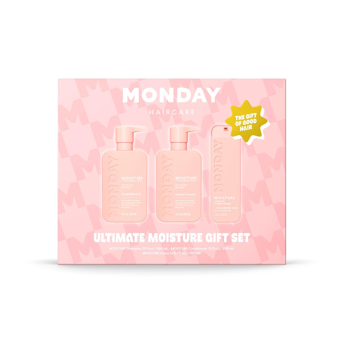 Monday Haircare Geschenkset - Feuchtigkeitsspendendes Shampoo & Conditioner Set & Leave-In Conditioner