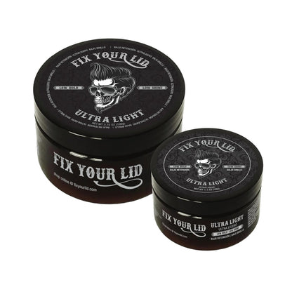 Fix Your Lid Ultra Light Pomade für Männer – Low Hold & Low Shine – Wasserbasiert, leicht auswaschbar – Bundle mit 3,75 oz + 1,7 oz