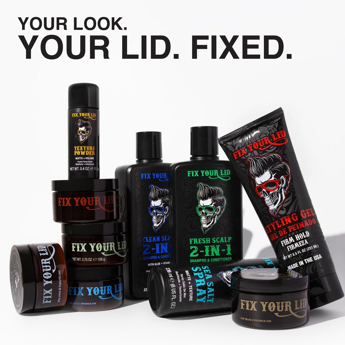 Fix Your Lid Ultra Light Pomade für Männer – Low Hold & Low Shine – Wasserbasiert, leicht auswaschbar – Bundle mit 3,75 oz + 1,7 oz