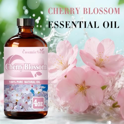 Kirschblüten-Ätherisches Öl – Kosmetisches Öl für Aroma-Diffuser, Luftbefeuchter, Raumduft, Reinigung, Körperpflege, Massage, Yoga, DIY-Kerzen, DIY-Seifen – CosmicVeil (Kirschblüte, 118 ml)