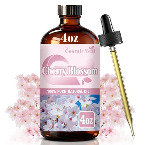Kirschblüten-Ätherisches Öl – Kosmetisches Öl für Aroma-Diffuser, Luftbefeuchter, Raumduft, Reinigung, Körperpflege, Massage, Yoga, DIY-Kerzen, DIY-Seifen – CosmicVeil (Kirschblüte, 118 ml)