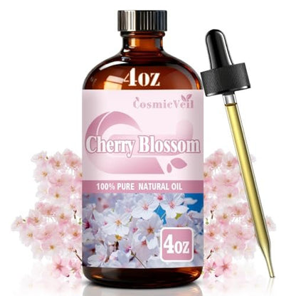 Kirschblüten-Ätherisches Öl – Kosmetisches Öl für Aroma-Diffuser, Luftbefeuchter, Raumduft, Reinigung, Körperpflege, Massage, Yoga, DIY-Kerzen, DIY-Seifen – CosmicVeil (Kirschblüte, 118 ml)