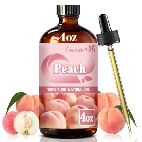 Pfirsich ätherisches Öl für Aroma-Diffusor, Luftbefeuchter, Raumduft, Reinigung, Körperpflege, Massage, Yoga, DIY-Kerze, DIY-Seife – CosmicVeil (Pfirsich, 118 ml)