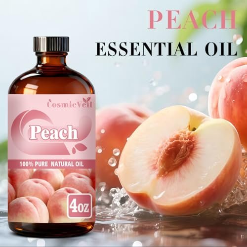 Pfirsich ätherisches Öl für Aroma-Diffusor, Luftbefeuchter, Raumduft, Reinigung, Körperpflege, Massage, Yoga, DIY-Kerze, DIY-Seife – CosmicVeil (Pfirsich, 118 ml)