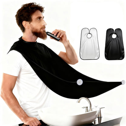 Bartuch-Set für Männer, 2er-Pack Haarfänger für Rasur & Trimmen, Antihaft-Rasiercape mit Saugnäpfen, Herrenpflege-Zubehör, Geschenk für Ehemann, Vater, Freund (Schwarz & Weiß)